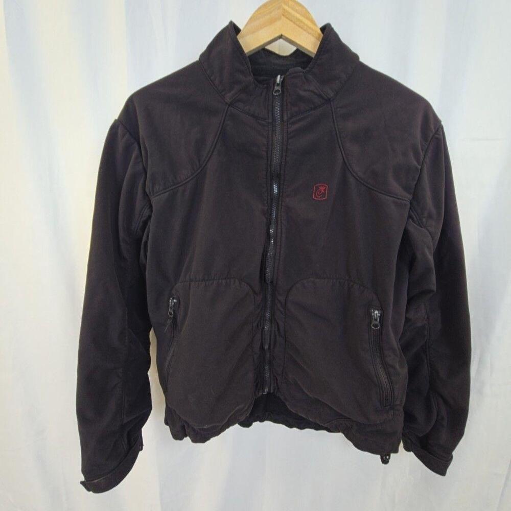 Team C Style Jacket Mens Large Black Softshell Full Zip Windbreaker Logo Pockets